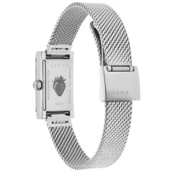 Pre-Owned Gucci G-Frame 14mm Striped Dial Steel Mesh Bracelet Watch