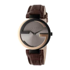 Pre-Owned Gucci Interlocking 37mm Brown Dial Leather Strap Watch