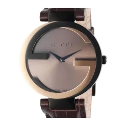 Pre-Owned Gucci Interlocking 37mm Brown Dial Leather Strap Watch
