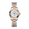 Pre-Owned Longines Conquest 35mm MOP Dial 18ct Rose Gold Plated Steel Bracelet Watch