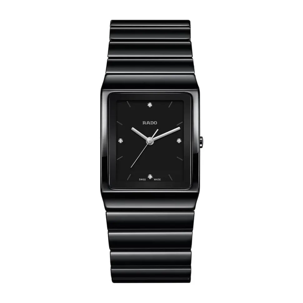 Pre-Owned Rado Diamonds 30mm Black Dial Ceramic Bracelet Watch