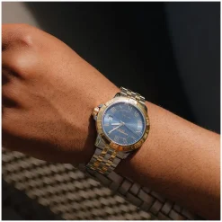 Pre-Owned Raymond Weil Tango 41mm Blue Dial Two Tone PVD Bracelet Watch