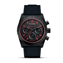 Pre-Owned TUDOR Fastrider Black Shield 42mm Red Details Dial Rubber Strap Watch