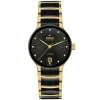 Rado Automatic Diamonds 35mm Black Dial Ceramic & Gold PVD Steel Bracelet Watch