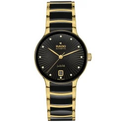 Rado Automatic Diamonds 35mm Black Dial Ceramic & Gold PVD Steel Bracelet Watch
