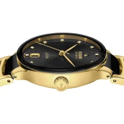 Rado Automatic Diamonds 35mm Black Dial Ceramic & Gold PVD Steel Bracelet Watch