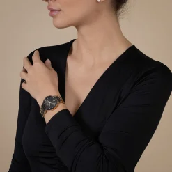Rado Automatic Diamonds 35mm Black Dial Ceramic & Gold PVD Steel Bracelet Watch