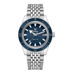 Rado Captain Cook 42MM Blue Dial With Blue Bezel Steel Case Bracelet Watch