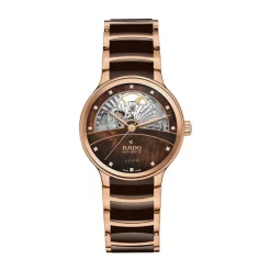 Rado Centrix Automatic Diamonds 35mm Brown Open Heart Dial Two-Tone Ceramic Bracelet Watch
