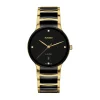 Rado Centrix Diamonds 39.5mm Black Dial Ceramic & Gold PVD Steel Bracelet Watch