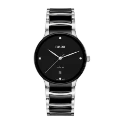 Rado Centrix Diamonds 39.5mm Black Dial Ceramic & Steel Bracelet Watch