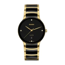 Rado Centrix Diamonds 39.5mm Black Dial Ceramic & Gold PVD Steel Bracelet Watch