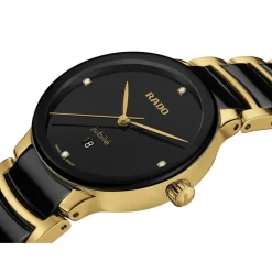 Rado Centrix Diamonds 30.5mm Black Dial Ceramic & Gold PVD Steel Bracelet Watch