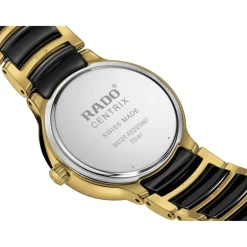 Rado Centrix Diamonds 30.5mm Black Dial Ceramic & Gold PVD Steel Bracelet Watch