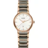 Rado Centrix 28mm White Dial Rose Ceramic Case Rose & Grey Bracelet Watch