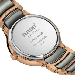 Rado Centrix 28mm White Dial Rose Ceramic Case Rose & Grey Bracelet Watch