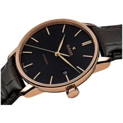 Rado Coupole Classic Automatic Black&Rose Batton Dial With Date Black Strap