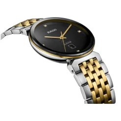 Rado Florence 38MM Black Dial Diamond Dot Steel Yellow Gold Case Bracelet Watch