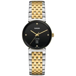 Rado Florence 30mm Quartz Black Diamond Dot Dial Steel & Yellow Gold Case Bracelet Watch