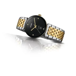 Rado Florence 30mm Quartz Black Diamond Dot Dial Steel & Yellow Gold Case Bracelet Watch