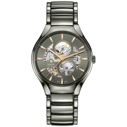 Rado True Round Automatic Open Heart 40mm Grey Dial High-Tech Ceramic Bracelet Watch