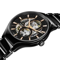 Rado True Round Automatic Open Heart 40mm Black Dial High-Tech Ceramic Bracelet Watch