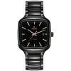 Rado True Square Black Dial Rose Gold Index Ceramic Case Watch