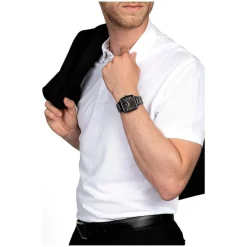Rado True Square Black Dial Rose Gold Index Ceramic Case Watch