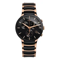 Rado Xl Centrix Rose Black Chronograph Rose Black Ceramic Bracelet Watch