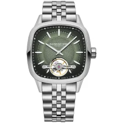 Raymond Weil Freelancer Calibre RW1212 Automatic 40x40mm Green Dial Steel Bracelet Watch