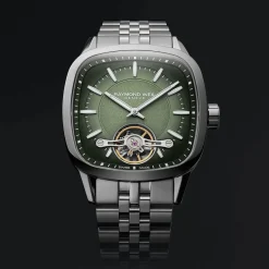 Raymond Weil Freelancer Calibre RW1212 Automatic 40x40mm Green Dial Steel Bracelet Watch