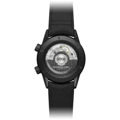 Raymond Weil Freelancer GMT 40.5mm Black Dial Leather Strap Watch