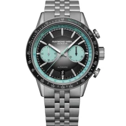Raymond Weil Freelancer 43.5mm Black Turquoise Detail Dial Titanum Case Bracelet Watch