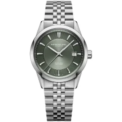 Raymond Weil Freelancer 38mm Olive Green Dial Steel Bracelet Watch