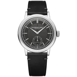Raymond Weil Millesime 39.5mm Anthracite Dial Leather Strap Watch