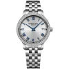 Raymond Weil Toccata 34mm Silver Dial Blue Index Diamond Bezel Watch