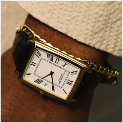 Raymond Weil Toccata 29x37mm Quartz White Dial Gold PVD Case Black Strap Watch