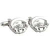 Rhodium Plated Oval Claddagh Cufflinks