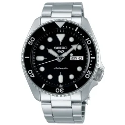 Seiko 5 Sports Automatic Black Dial Steel Case Bracelet Watch