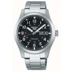 Seiko 5 Sports Field 39mm Black Dial Stainless Steel Bracelet Watch