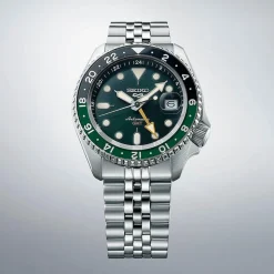 Seiko 5 Sports SKX GMT Bi-Colour 42.5mm Green Dial Steel Bracelet Watch