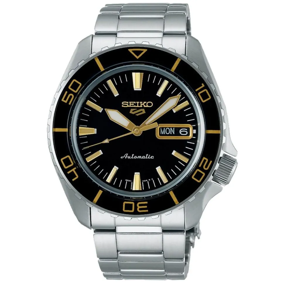 Seiko 5 Sports SKX-SNZH5 Blacktone Redux 42mm Black Dial Steel Bracelet Watch