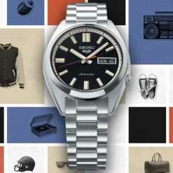 Seiko 5 Sports SNXS ‘Deep black wash’ Classic Sports 37.4mm Black Dial Steel Bracelet Watch