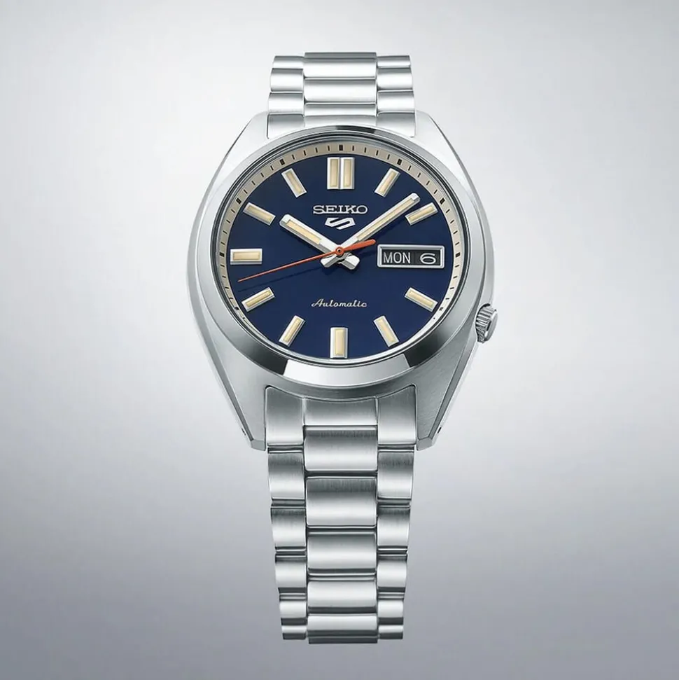 Seiko 5 Sports SNXS ReInterpretation 37mm Blue Dial Steel Bracelet Watch