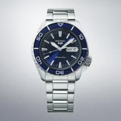 Seiko 5 Sports SNZH ReInterpretation Bluetone Redux 42.5mm Blue Dial Steel Bracelet Watch