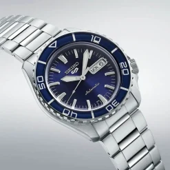 Seiko 5 Sports SNZH ReInterpretation Bluetone Redux 42.5mm Blue Dial Steel Bracelet Watch