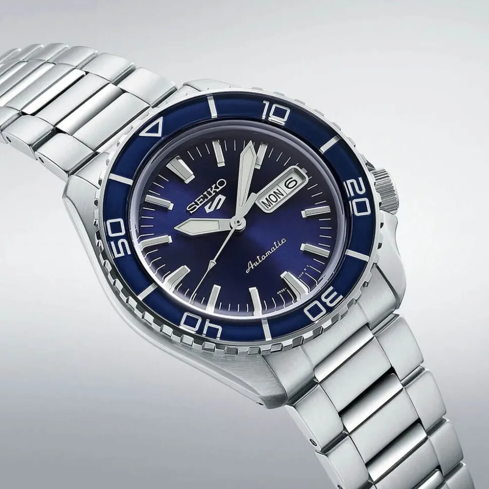 Seiko 5 Sports SNZH ReInterpretation Bluetone Redux 42.5mm Blue Dial Steel Bracelet Watch