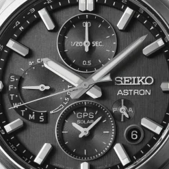 Seiko Astron GPS Solar 5X Dual-Time Chronograph Celestial Grey Dial Titanium Bracelet Watch