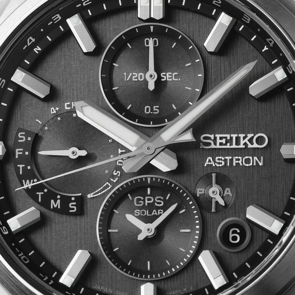 Seiko Astron GPS Solar 5X Dual-Time Chronograph Celestial Grey Dial Titanium Bracelet Watch