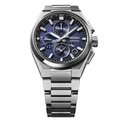Seiko Astron GPS Solar 5X Dual-Time Chronograph 42mm Infinite Blue Dial Titanium Bracelet Watch